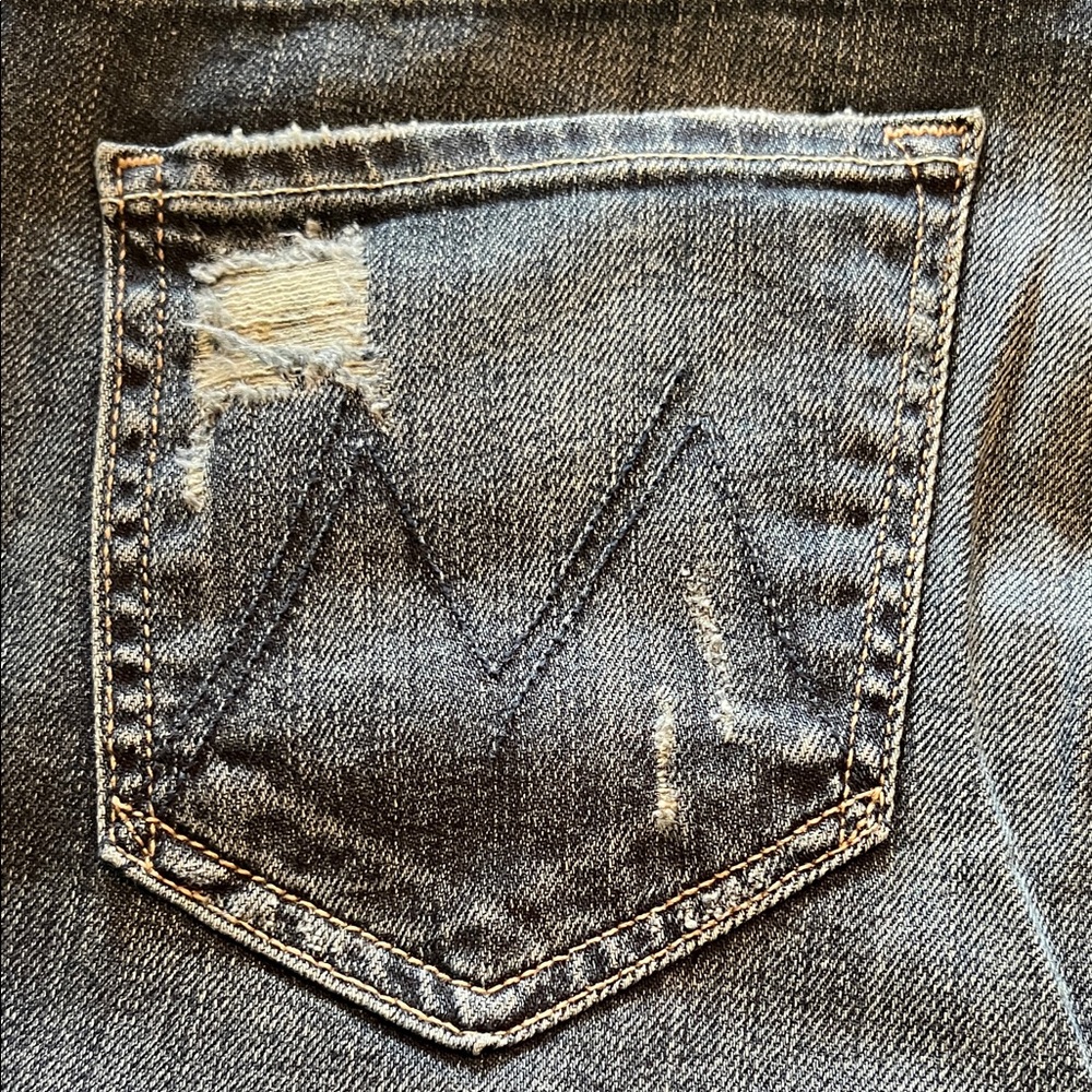 MOTHER Women's Distressed Dark Blue Skinny Jeans - Picture 12 of 13